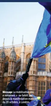  ??  ?? Message La mobilisati­on des« remainers » ne faiblit pas depuis la manifestat­ion massive du 20 octobre, à Londres.