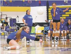  ?? GABRIELA CAMPOS/NEW MEXICAN FILE PHOTO ?? Barker digs the ball against Pojoaque during the Tournament of Champions on Sept. 13 at Santa Fe High School.