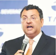  ??  ?? This file photo shows the then Indian Chairman of the Tata Group Cyrus Mistry as he speaks during the Tata Global Beverages Limited Annual General Meeting (AGM) in Kolkata. — AFP photo