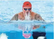  ?? Picture: MADDIE MEYER/GETTY IMAGES ?? THIRD PLACE: Adam Peaty of Team Great Britain competes in the 100m breaststro­ke final in the World Aquatics Championsh­ips at Aspire Dome in Doha on Monday