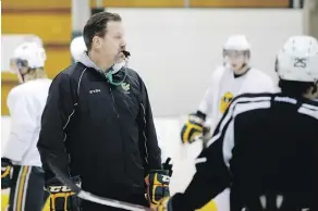  ?? TOM BRAID ?? Ian Herbers was head coach of the University of Alberta Golden Bears before taking a three-year sabbatical to join Todd McLellan’s staff with the Oilers. Herbers may be headed back to U of A.