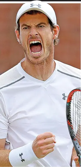  ??  ?? Roar of victory: Murray was too strong for Canadian Raonic