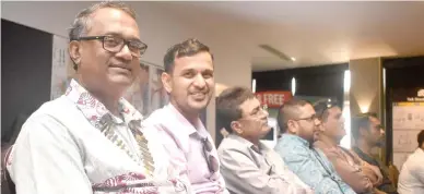  ?? Photo: Peni Komaisavai ?? Fiji Dental Associatio­n (FDA) president Dr Vikash Singh (left) with colleagues during their annual conference at the Hilton Fiji Beach Resort and Spa, in Port Denarau, Nadi, on August 4, 2018.