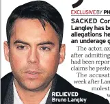  ??  ?? RELIEVED Bruno Langley