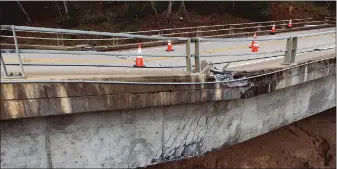  ?? Associated Press ?? Pfeiffer Canyon Bridge on Highway 1 has been closed and condemned due to damage from storms in Big Sur.