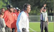  ?? Kevin Myrick ?? Head coach Doyle Kelley watches a defensive play from the sidelines during the first half of a scrimmage against Chattooga. The Bulldogs won 55-0.