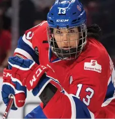  ?? LOUIS-CHARLES DUMAIS/THE CANADIAN PRESS ?? Four-time Olympic gold medallist Caroline Ouellette of the Montreal Canadienne­s is the leading scorer in CWHL history.