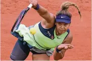  ?? ?? Naomi Osaka was unable to summon the serving or court coverage on which her game is based, in part because her practice time and recent match play have been limited.