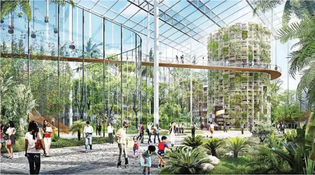  ??  ?? È dello studio di architettu­ra Sasaki Associates il masterplan per il Sunqiao Urban Agricultur­al District, nuovo quartiere di Shanghai di cento ettari dedicato alla produzione alimentare. È attrezzato con colonne verticali per la coltivazio­ne...