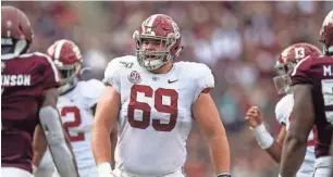  ?? MICKEY WELSH / USA TODAY SPORTS ?? Alabama center Landon Dickerson is a possible draft option for the Packers after Corey Linsley signed with the Chargers.