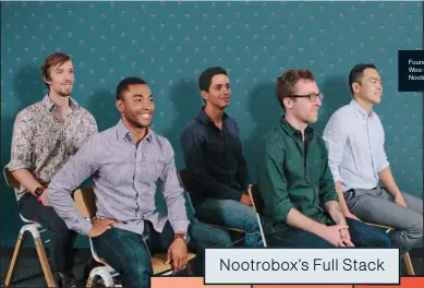  ??  ?? Founders Brandt and Woo (far right) with Nootrobox staff