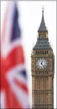  ?? NIKLAS HALLE’N/AFP ?? A Union Jack flag flutters in front of Big Ben in central London yesterday.