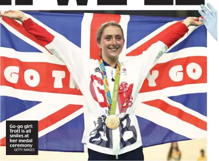  ?? GETTY IMAGES ?? Go-go girl: Trott is all smiles at her medal ceremony