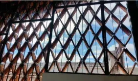  ??  ?? The up- cycled jhingati Brise Soleil view from inside the stairways