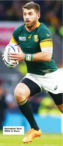  ??  ?? Springbok flyer: Willie le Roux