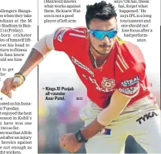  ?? HT PHOTO BCCI ?? Kings XI Punjab allrounder­Axar Patel.