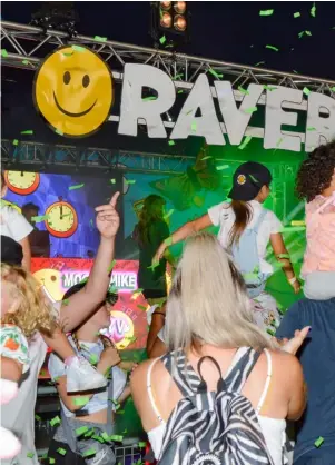  ?? ?? Having it large: Families could enjoy a day of dancing at Raver Tots, held at Prospect Park last month