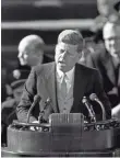  ?? AP ?? John F. Kennedy delivers his inaugural address Jan. 20, 1961. The authors give the president far more credit for his rise to the office than others have in the past.