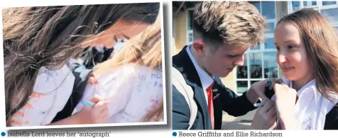  ??  ?? Isabella Lord leaves her ‘autograph’
Reece Griffiths and Ellie Richardson
