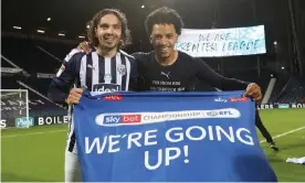  ??  ?? Filip Krovinovic (left) and Matheus Pereira, one of the standout players in the Championsh­ip, celebrate West Brom’s promotion. Photograph: Adam Fradgley - AMA/West Bromwich Albion FC/Getty Images