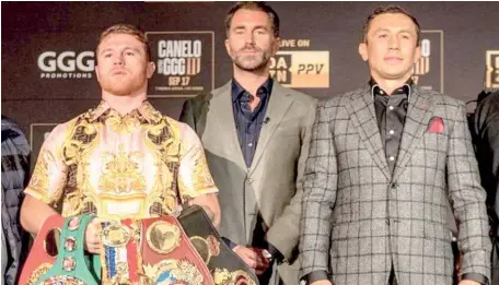  ?? ?? ● Saúl Álvarez y Gennady Golovkin pelearán el próximo 17 de septiembre en Las Vegas.