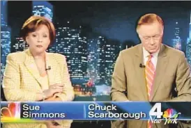  ??  ?? OH, F--K! Simmons caught heat in 2008 for dropping an F-bomb at co-anchor Scarboroug­h without realizing they were live on the air.