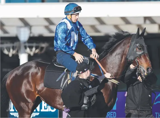  ?? Picture: BRETT COSTELLO ?? Regular jockey Hugh Bowman on superhorse Winx, who is chasing her 26th successive win this weekend.