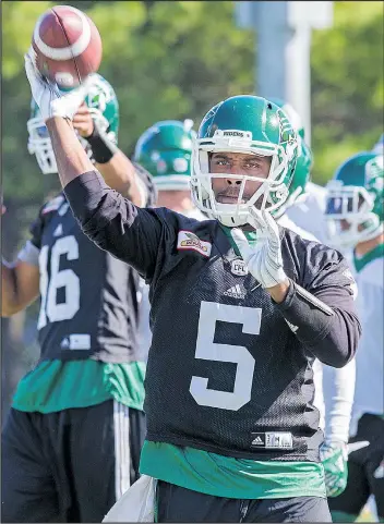  ?? WAYNE CUDDINGTON/POSTMEDIA NETWORK ?? Kevin Glenn was lifted for 25-year-old Brandon Bridge in last weekend’s game in Toronto, but will be back under centre to start their next game on Friday against the visiting Redblacks.