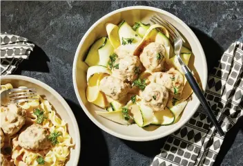  ?? THE WASHINGTON POST ?? These savoury meatballs can be served atop ribbons of zucchini or egg noodles.