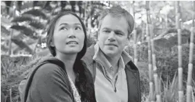  ??  ?? Ngoc’s (Hong Chau) meager existence comes as a shock to well-to-do Paul (Matt Damon) in his new “miniaturiz­ed” world. PARAMOUNT PICTURES