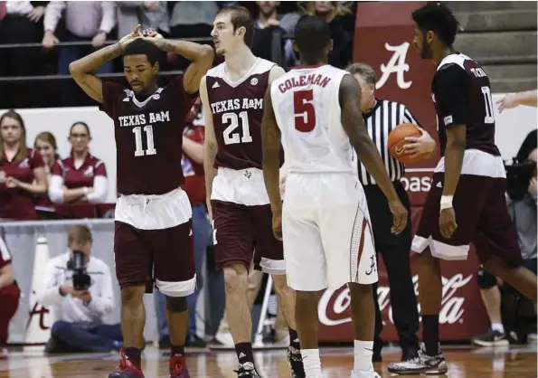  ?? Brynn Anderson / Associated Press ?? Texas A&M suffered a tough loss — its third in a row — at Alabama on Wednesday. The Aggies look to turn things around Saturday at LSU.