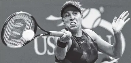  ?? THE ASSOCIATED PRESS ?? Madison Keys chases down a shot during the second set of a quarterfin­al against Kaia Kanepi at the U.S. Open tin New York on Wednesday. Keys won 6-3, 6-3.