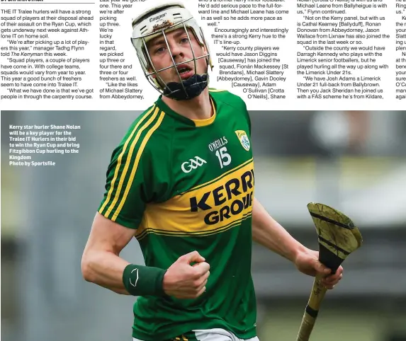  ?? Photo by Sportsfile ?? Kerry star hurler Shane Nolan will be a key player for the Tralee IT Hurlers in their bid to win the Ryan Cup and bring Fitzgibbon Cup hurling to the Kingdom