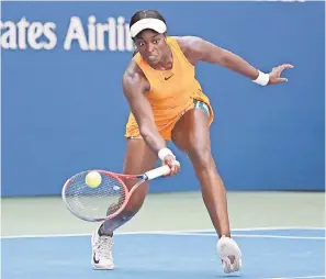  ?? GEOFF BURKE/USA TODAY SPORTS ?? Sloane Stephens hits a volley against Anastasija Sevastova at the US Open.