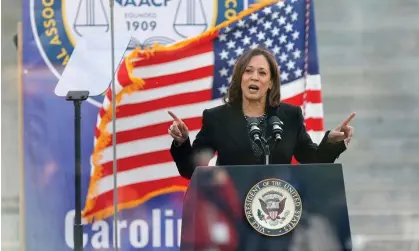  ?? Tracy Glantz/AP ?? Kamala Harris speaks to a crowd gathered at the South Carolina state house in Columbia, South Carolina on 15 January 2024. Photograph: