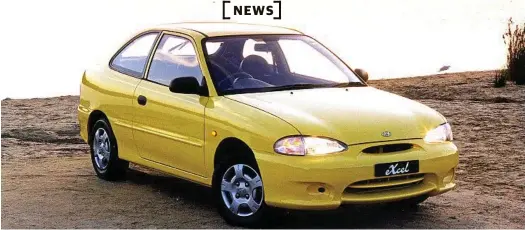  ??  ?? TIME TO GO: The sun has set on the Hyundai Excel, which receives a poor one-star safety rating. PHOTO: CONTRIBUTE­D