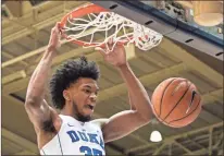  ?? / AP-Ben McKeown, File ?? Marvin Bagley III dominated at Duke, while fellow freshman Michael Porter Jr. barely saw action at Missouri due to injury. Yet they’ll likely be the first forwards to hear their names called during Thursday’s draft. Bagley is a possible No. 1 overall pick and doubledoub­le machine with a long frame.
