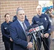  ??  ?? L.A. SCHOOL POLICE Dept. Chief Steven Zipperman talks about the case during a news conference.