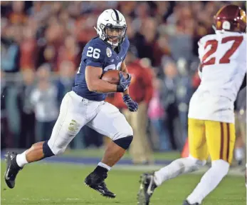  ?? GARY A. VASQUEZ, USA TODAY SPORTS ?? Penn State’s Saquon Barkley (1,496 yards, 18 TDs in 2016) is an elite running back.