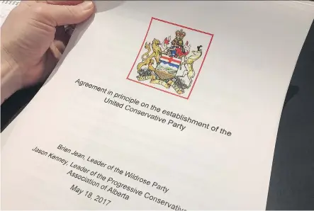  ?? EMMA GRANEY/ FILES ?? The Wildrose and Progressiv­e Conservati­ve parties learn Saturday if they will merge into a single United Conservati­ve Party.