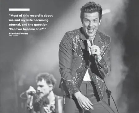  ??  ?? Brandon Flowers of The Killers performs at Bonnaroo music festival in Manchester, Tenn. in 2018. JEFF KRAVITZ