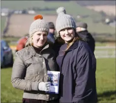  ??  ?? Jodi Cox and Bethan Carr enjoying the Bray Harriers point to point.