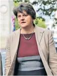 ??  ?? Arlene Foster leaves the Cabinet Office after a meeting with Boris Johnson