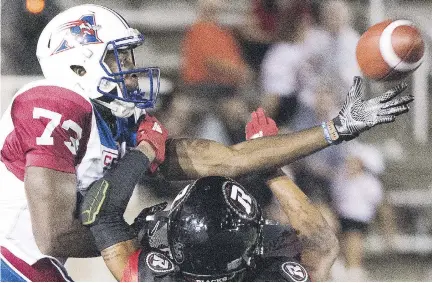  ?? GRAHAM HUGHES/THE CANADIAN PRESS ?? Alouettes receiver Eugene Lewis played in the pre-season but Thursday’s game against the Winnipeg Blue Bombers will be his regular season CFL debut. Lewis is in the lineup to replace Tiquan Underwood, who was injured against Ottawa last week.