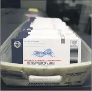  ?? AP PHOTO/MATT SLOCUM ?? Mail-in ballots for the 2020Genera­l Election in the United States are seen before being sorted at the Chester County Voter Services office, Oct. 23in West Chester.