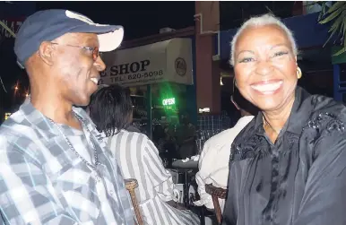  ?? PHOTO BY MARCIA ROWE ?? Grub Cooper and Myrna Hague share a laugh at Friday’s launch.