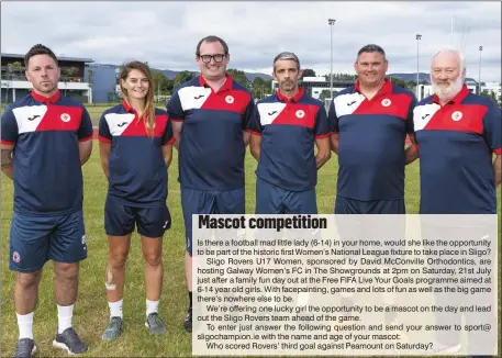  ??  ?? Coaches Michael Flannery, Catherine ‘Dizzy’ Hyndman, Damon Kearney (head coach), Alan Henry, Adrian Massop and Hugh Cunningham.