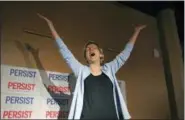  ?? RICK BOWMER — THE ASSOCIATED PRESS ?? Democratic presidenti­al candidate Sen. Elizabeth Warren, D-Mass., addresses a crowd before a campaign rally Wednesday in Salt Lake City.