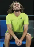  ?? The Associated Press ?? Greece’s Stefanos Tsitsipas reacts after defeating Spain’s Rafael Nadal at the Australian Open in Melbourne on Wednesday.