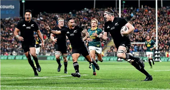  ?? GETTY IMAGES ?? Brodie Retallick’s try remains one of Beauden Barrett’s favourite memories from last year’s 57-0 win over South Africa.